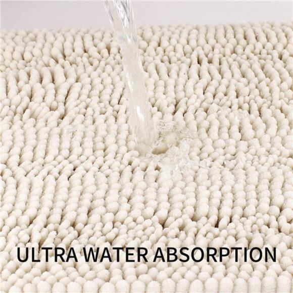 Bath Mats for Bathroom White,Thick Soft Chenille Floor Mats,16x24 Inches - Picture 3 of 7